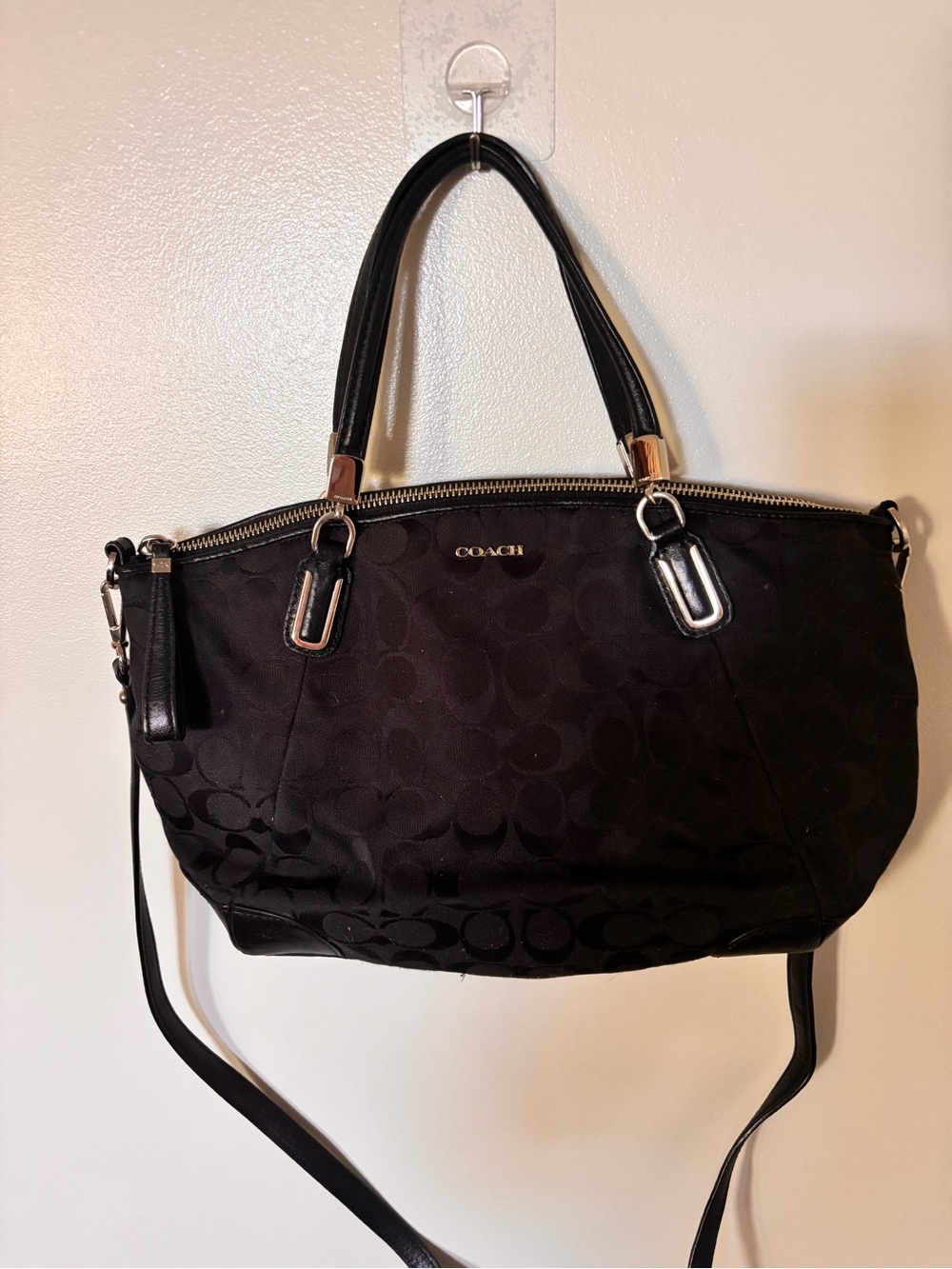 Coach Black Signature Jacquard Satchel Tot